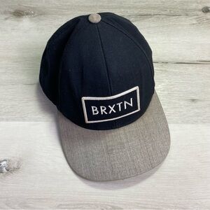 Brixton Rift Snapback Hat, Patch Logo, Black With Gray Brim